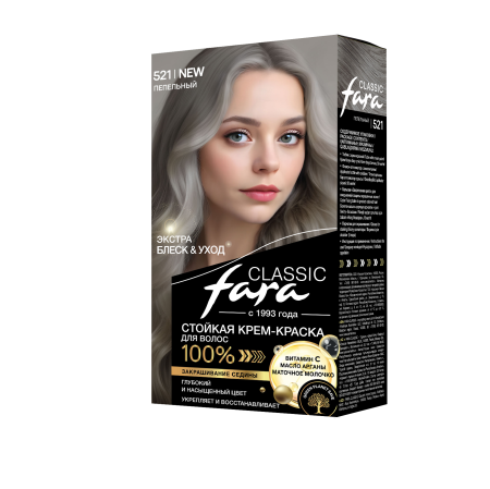 Fara Стойкая крем-краска для волос Classic 521 - Пепельный